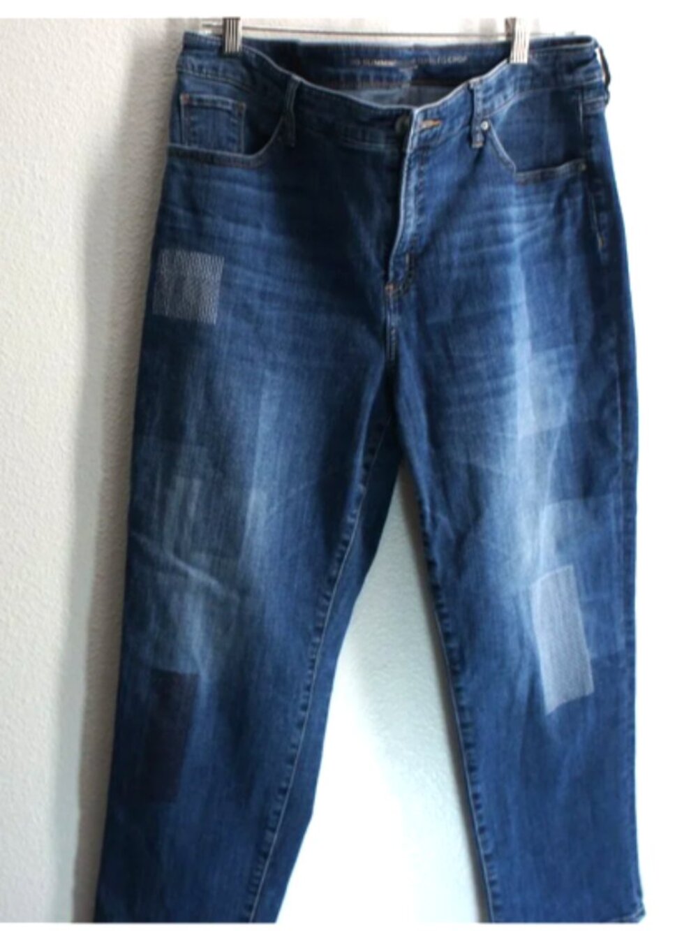 Chico's So Slimming Girlfriend Slim Leg Unique Patches Crop Jeans size 2.5